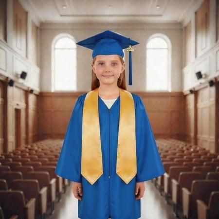 Boys Girls Primary School Graduation Cap and Gown Graduation Blue Graduation Dress Class of 2026 Kids Ceremony Party Gift 2T