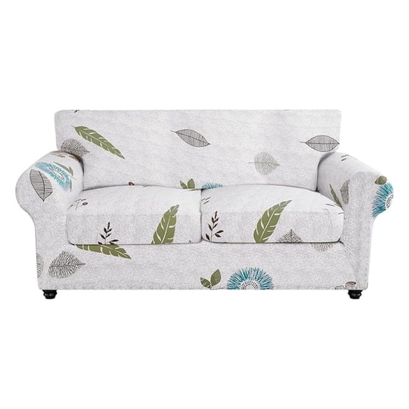 Stretch Sofa Cover Printed Couch Cover, Floral Pattern 3 Pieces Loveseat Slipcover with 2 Separate Cushion Cover, Washable Furniture Protector for Living Room(Loveseat, Autumn Leaves)
