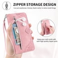 thumbnail image 4 of Phone Case for Xiaomi 14 Pro, Shockproof PU Leather Wallet Case with Card Slots Anti-Scratch Stand Magnetic Flip Zipper Pocket Cover for Xiaomi 14 Pro, Pink, 4 of 5