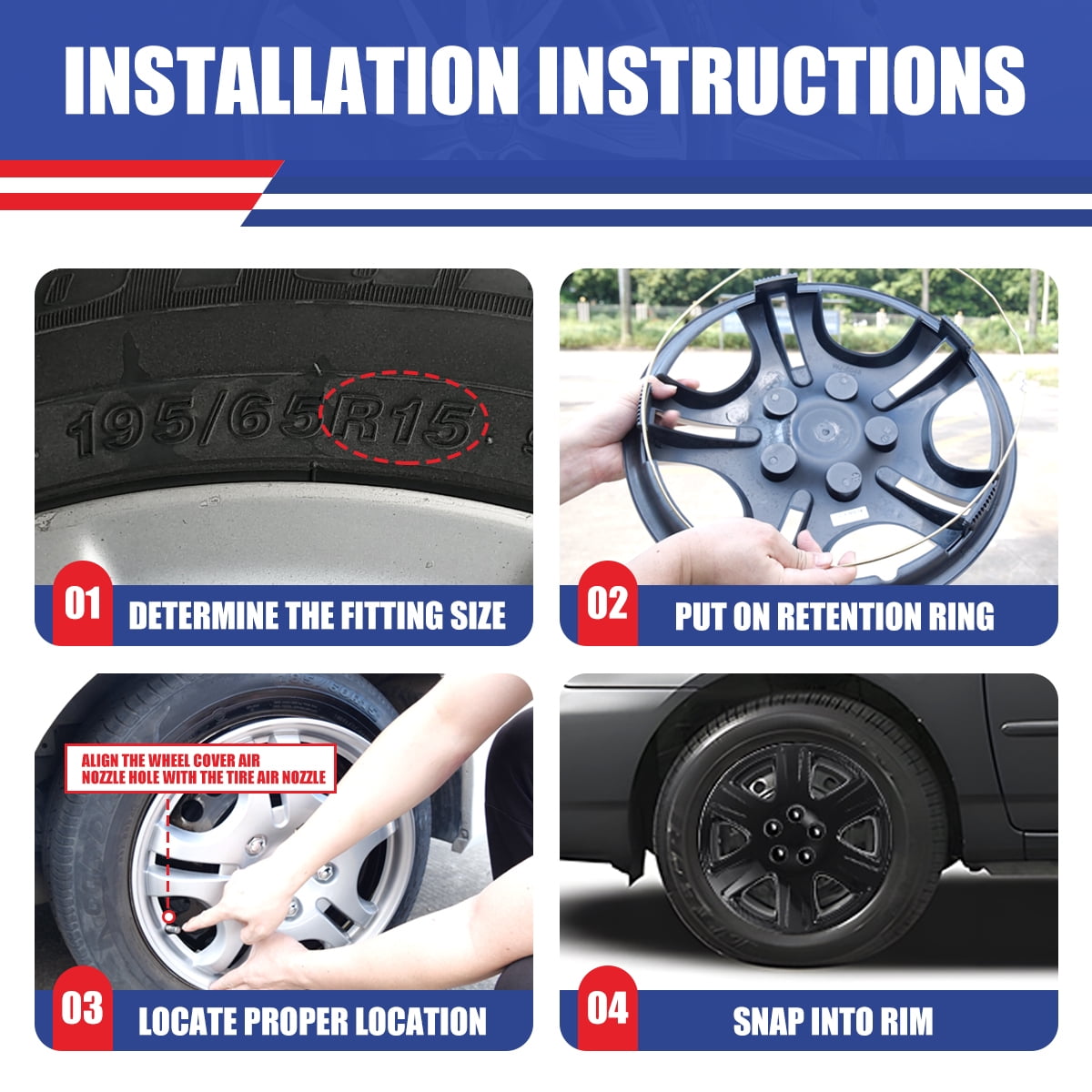 4Pcs/set Cover Hubcaps ,15 Inch Hubcaps Wheel Rims Cover for 2005-2008 TOYOTA COROLLA Compatible With Steel Wheels and Snap On Installation PP Material（15-Inch, Black Lacquer)