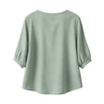 thumbnail image 4 of Wutalume Women's 3/4 Sleeve Button Down Top - Casual Cotton Blouse with Front Button Closure, 3/4 Sleeve Blouses for Women, Womens Summer Tops Lightweight,Mint Green M, 4 of 8