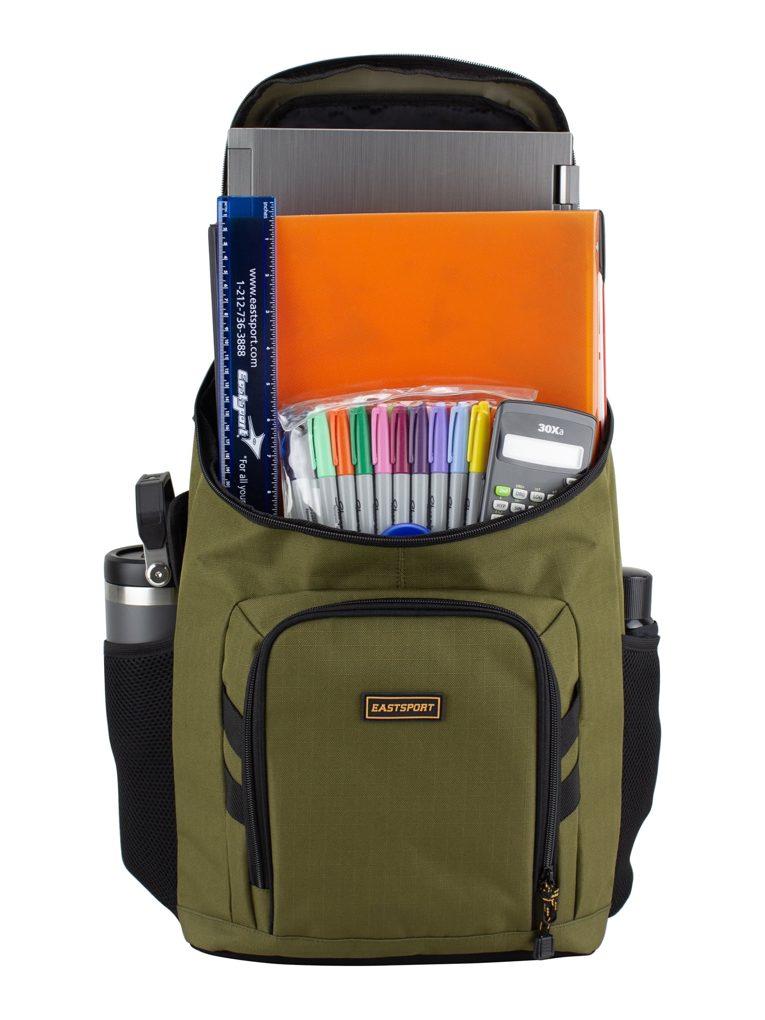 Eastsport Unisex Prince Top Loader 17" Backpack, Dark Olive Ripstop