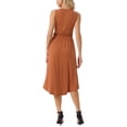 thumbnail image 3 of INSPIRE CHIC Vestidos de Verano para Mujeres Sin Mangas, Vestido de Tanque, Envoltura con Cuello en V, Plisado, dobladillo alto-bajo, Midi con Bolsillos L Caramelo, 3 of 6