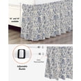 thumbnail image 3 of Blue Flowers Wrap Around Bed Skirts for California King Bed 16" Drop,Bed Skirt with Adjustable Elastic Belt Dust Ruffle Bed Valance Retro Rustic Botanical Floral Leaves Vines Bed Frame Cover, 3 of 7