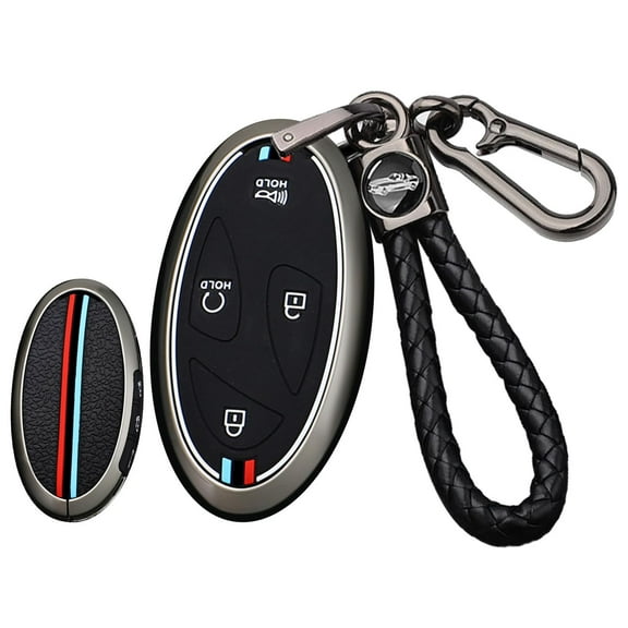 7-button Car Key Fob Holder Fit for Hyundai 2023 2024 Key Remote,Metal and Silicone Key Bag Full Protection Key Skin Fit for Hyundai Ioniq 6 Grandeur GN7 Kona Elantra Accessories