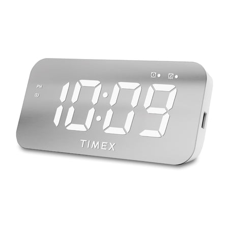 Timex Alarm Clock with USB Charger (5W) and Large Display (T1320W)