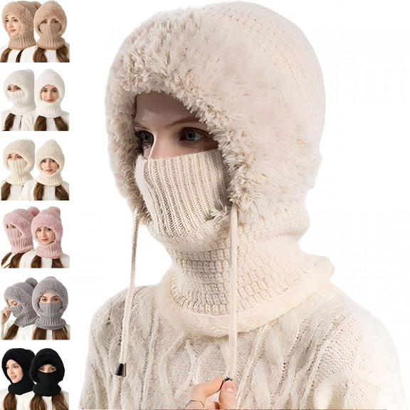 TELOLY 3 in 1 Beanie Hat with Scarf and Mask, Windproof Fleece Lined, Keep Warm and Protect Against The Cold, for Outdoor Skiing Hiking