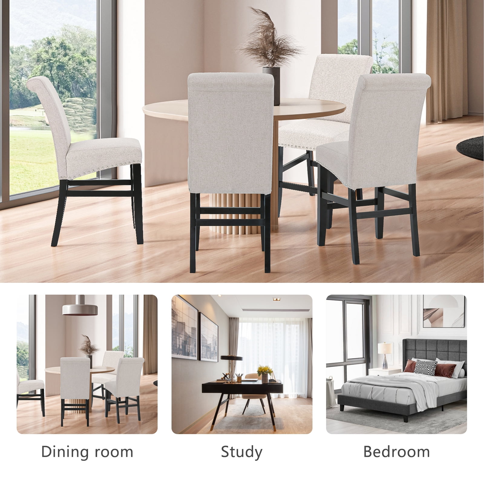 Kadyn Counter Height Stools Set of 2, Modern Upholstered Dining Chairs with Wood Legs, Counter Height Barstools for Dining Room, Bedroom, Wheat Kadyn Counter Height Stools Set of 2, Modern Upholstered Dining Chairs with Wood Legs, Counter Height Barstools for Dining Room, Bedroom, Wheat