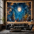 thumbnail image 6 of Snowy Evergreen Forest with Glowing Lanterns Under a Starry Moon, Mystical Fantasy for Astronomy Lovers, Wall Art Decor, Housewarming Gift, Tapestry Wall Hanging for Bedroom and Living Room, 6 of 7