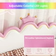 thumbnail image 3 of Bellemave Extendable Twin Size Upholstered Daybed with LED Light Princess Sofa Bed Frame with Crown-shaped Headboard and Armrest PU Leather Upholstered Daybed for Living Room, Bedroom, Pink, 3 of 11
