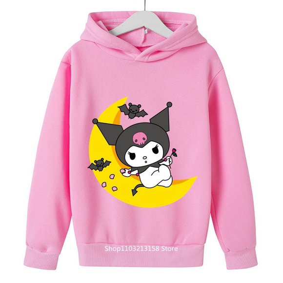 2024 Hello Kitty Kuromi Spring and Autumn Kids Clothing Girls Fashion Top Kids Casual Junior Student Hoodie Top ages 4-14 ZR