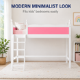 thumbnail image 6 of Miniyam Twin Loft Bed for Kids with Guardrails and Ladder, Solid Wood Space Saving Bed Frame, Pink, 6 of 7
