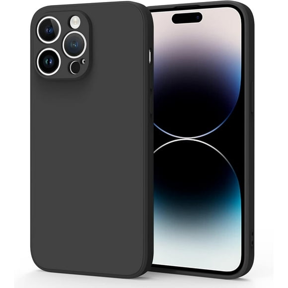 Étui de Protection en Silicone Mince pour iPhone 15 PRO, Pare-Chocs en Silicone Souple Antichoc Anti-Rayures-Noir