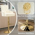 thumbnail image 6 of Foredo Velvet Swivel Bar Stools Set of 2, Modern Adjustable Bar Stools with Button Tufting and Pull Ring, Kitchen Counter Square Island Bar Stool, Beige, 6 of 8