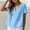 *Light Blue, variant on ClodeEU Women's Summer Linen Blend V Neck Short Sleeve Button Top with Pleated ,Solid Color Casual Blouse Dark Gray,Womens Plus S