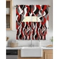 thumbnail image 2 of Red Stripe Kitchen Curtains Swag Valance and Tier Curtains Set 36 Inch Length, Grey White Ombre Geometric Modern Abstract Rod Pocket Drape Panels Pair Swag Curtains for Bathroom/Cafe/Window, 2 of 6