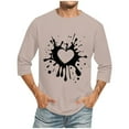 thumbnail image 1 of Camisetas de Manga Larga para Hombres, Día de San Valentín Impreso 3/4 Manga Camiseta de Fitness, Mezcla de Algodón Casual, 1 of 9