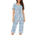thumbnail image 4 of Tnhcen Short Sleeve Capri Pants with Pockets Fashionable 2-Piece Women's Print Summer Pajama Set S-3XL, 4 of 6