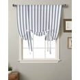 thumbnail image 2 of Blue Stripes Tie Up Curtains for Kitchen Bathroom Bedroom Windows 63 Inch Length, Geometric Vertical Linens Modern Minimalism Balloon Drape Curtains Shade Rod Pocket Drapery Curtain Panel, 46"x63", 2 of 7