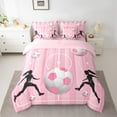 thumbnail image 2 of Manfei Girls Socer Twin Bedding Sets 7-Piece,Football Sports Bedding Comforter Set,Pink Black White Sheet Sets For Child,Ultra Soft Home Decor,Reversible, 2 of 8