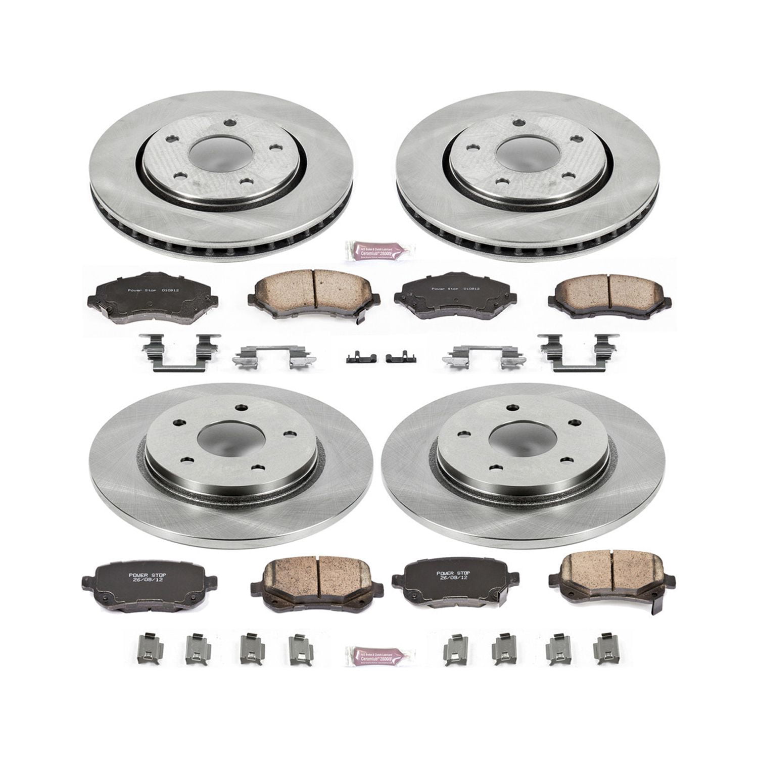 Power Stop Front and Rear Stock Replacement Brake Pad and Rotor Kit KOE4015