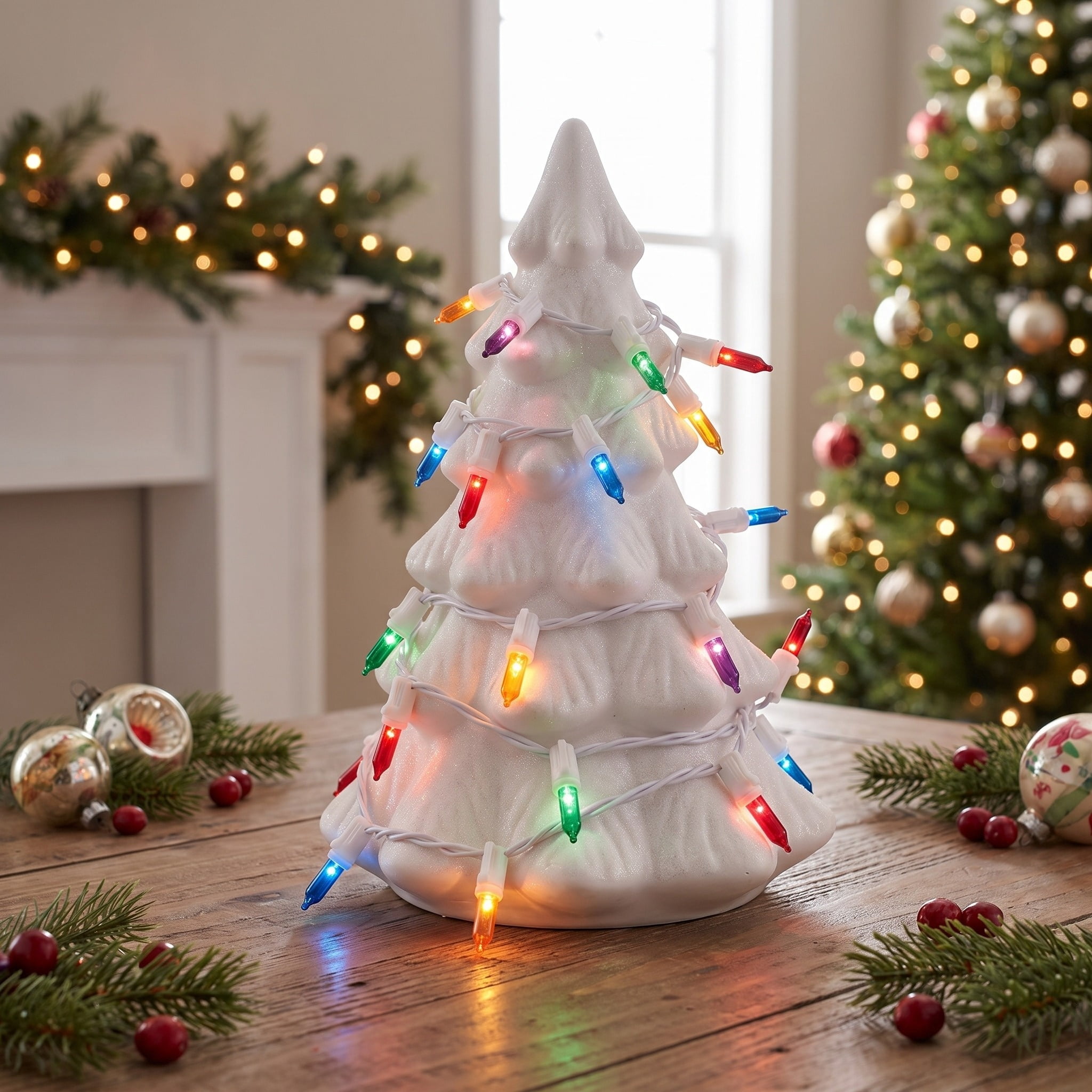 Indoor/Outdoor 300-Count LED Mini Christmas String Lights, Multicolor, White Wire, 62.3', by Holiday Time