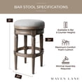 thumbnail image 5 of Maven Lane Pullman Backless Bar Stool in Reclaimed Oak Finish w/ Ash Grey Fabric Upholstery, Set of 4, 5 of 6