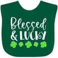 thumbnail image 3 of Inktastic Blessed and Lucky 4 Leaf Clovers St. Patrick's Day Boys or Girls Baby Bib, 3 of 4