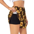 thumbnail image 3 of Lsque Chocolate Plaid Sunflower A Printed Women's Running Shorts with Liner Pockets,Elastic Quick Dry Workout Athletic Gym Yoga Shorts,Womens High Waist Shorts-Large, 3 of 9