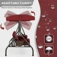 thumbnail image 5 of Homrest 3 Seat Outdoor Porch Swing with Adjustable Canopy, Cushions, and Cup Holder - Wine Red, 5 of 9