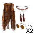thumbnail image 1 of Disfraces hippies,Conjunto de ropa de disfraces hippies para mujeres y niñas,Disfraz de los años 60 y 70 para mujer Trajes de discoteca de los años 70,Conjunto de chaleco hippie con flecos, 1 of 8