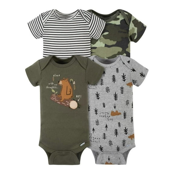 Set De Pañaleros Gerber Para Niño Talla 0-3 Meses Manga Corta Verde