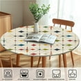thumbnail image 6 of Round Table Cover for Round Tables 36"-70", Fitted Tablecloth with Elastic for Indoor Outdoor Party Holiday, 52inch, Geometry, 6 of 6