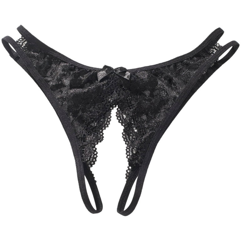 ASEIDFNSA Lady T Shaped Bottom Opening Crotch Underpants Women Underwear  Floral Lace Underwear Pantys Lingerie Briefs Black XL