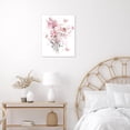 thumbnail image 3 of Pink Flower Wall Art Pink Butterfly Grey Leaf Canvas Wall Art for Bedroom Fantasy Floral Painting Wood Framed Prints Wall Decor for Living Room Bathroom,12x16 inches, 3 of 6