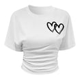 thumbnail image 2 of Ticikt Girls Print T-Shirt, Crew Neck Short Sleeve Ruched Waist Casual Summer Top for Kids,Color:White, 2 of 4