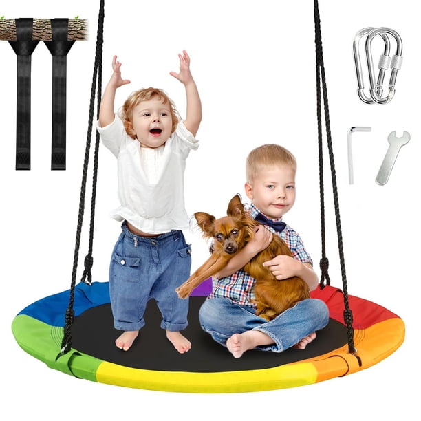 RayRoam - Columpio de árbol de 40 pulgadas para niños al aire última intervensión, columpio redondo multicolor