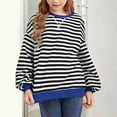 thumbnail image 2 of EnJoCho Toddler Kids Long Sleeve Pullover Sweater Tops Cotton Striped Knit Sweatshirt Baby Boys Loose Soft Crew Baby Girl Blouse, 2 of 4