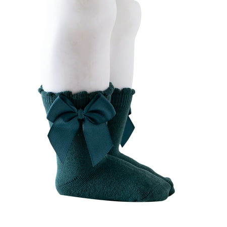 

wybzd Infant Kids Baby Girls Princess Bowknot Socks Warm Leggings Cotton Short Socks Winter Autumn Sneakers Blackish green 6-18 Months