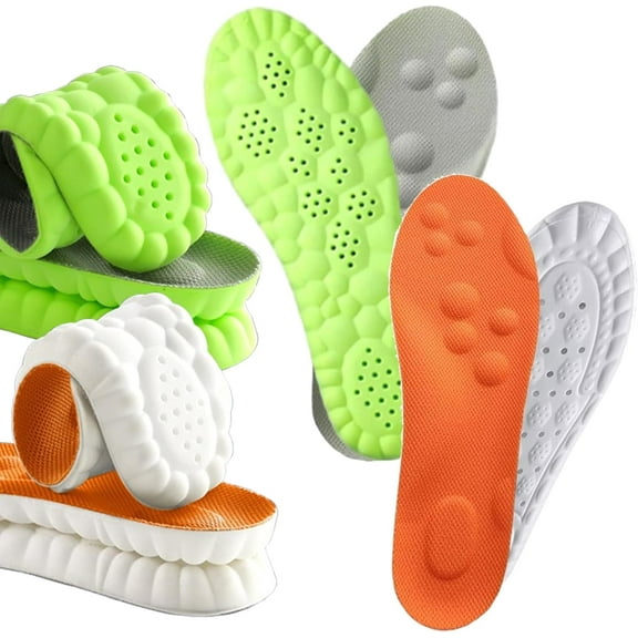 Footstr Insoles Memory Foam for Men & Women – Arch Support Shoe Inserts for Plantar Fasciitis, Heel Pain Relief, Breathable Cushion Insoles (Orange,Green, Men 11.5-12.5 / Women 13-14)