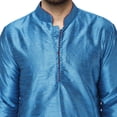 thumbnail image 3 of SKAVIJ Men's Tunic Top Art Silk Long Kurta Indian Wedding Casual Shirt Small Turquoise, 3 of 6