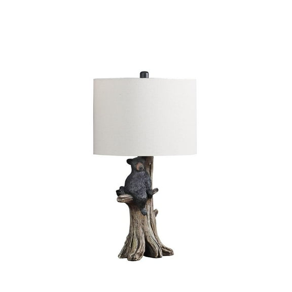 Ore International 24.75" in BLACK BEAR ON A TREE POLYRESIN TABLE LAMP