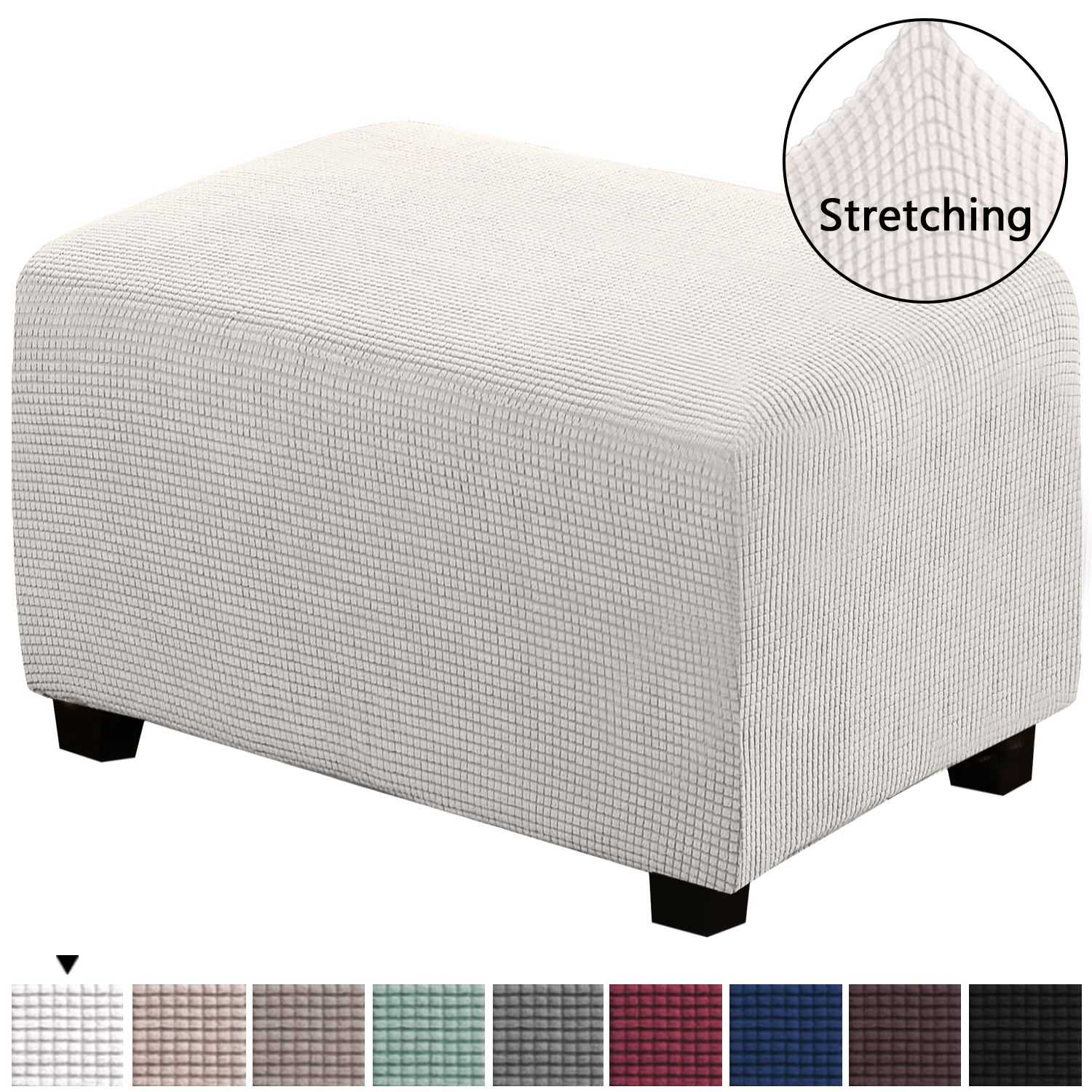 H.VERSAILTEX 1Piece Jacquard Spandex XL Ottoman Stretch Slipcover