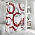 thumbnail image 5 of Polyester Fabric Red Grey Shower Curtain, Geometric Circle Modern Abstract Simple Art Waterproof Bathtub Curtain Bathroom Decor Set with Hooks 36 x 78 Inches, 5 of 6