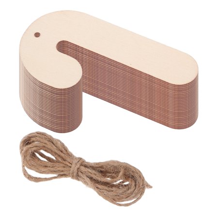 ELAYARD Khaki Wooden Candy Cane Shaped Tags Unfinished Wood Cutouts for Holiday Craft Projects