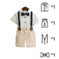 thumbnail image 2 of LYMAYTER Boys Children Formal Suit Set Striped Shirt Bow Tie Suspenders Wedding Outfit‌ 1-11Y, 2 of 8