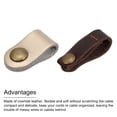 thumbnail image 5 of Leather Cable Straps Leather Cable Ties Leather Cord Organizer Brown/Gold Tone Leather Wire Straps, 24 Pack, 5 of 6