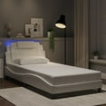 thumbnail image 3 of vidaXL Bed Frame with LED Lights White 100x190 cm Faux Leather, 3 of 5