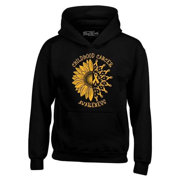 Shop4Ever Men's Sunflower Gold Ribbon Hooded Sweatshirt Hoodie Large Black