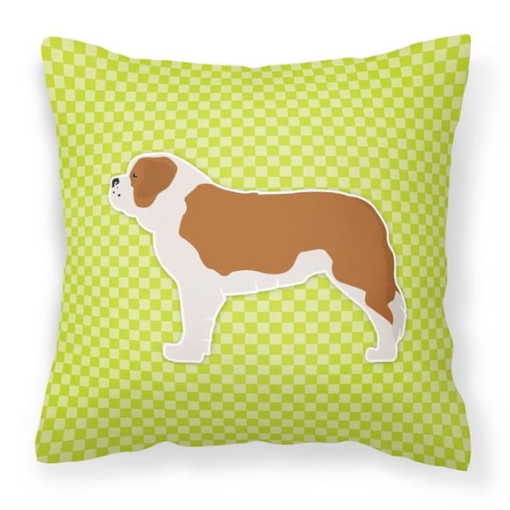 Saint Bernard Checkerboard Green Fabric Decorative Pillow